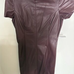 Elegant Burgundy Leather Dress